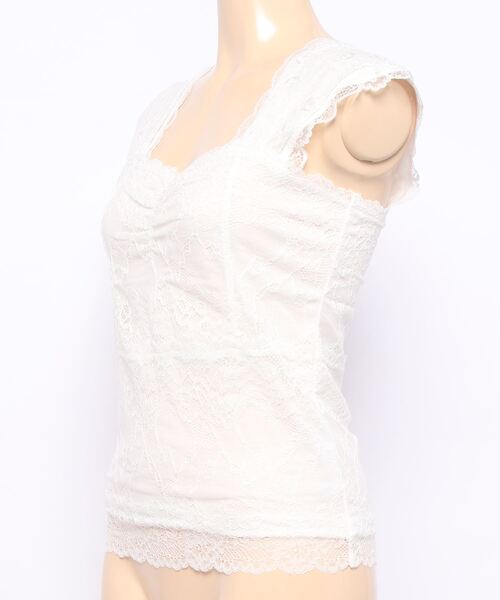 INGNI（イング）の「レースキャミ（キャミソール・レディース・オフホワイト/ブラック・M）」の4枚目の写真