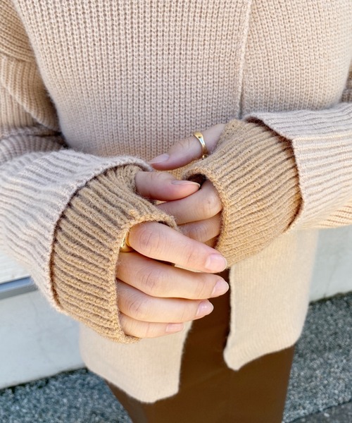 CLEA（クレア）の「ニットアームウォーマー（アームカバー・レディース・ブラック/ベージュ/アイボリー/ナチュラル・FREE）」の13枚目の写真
