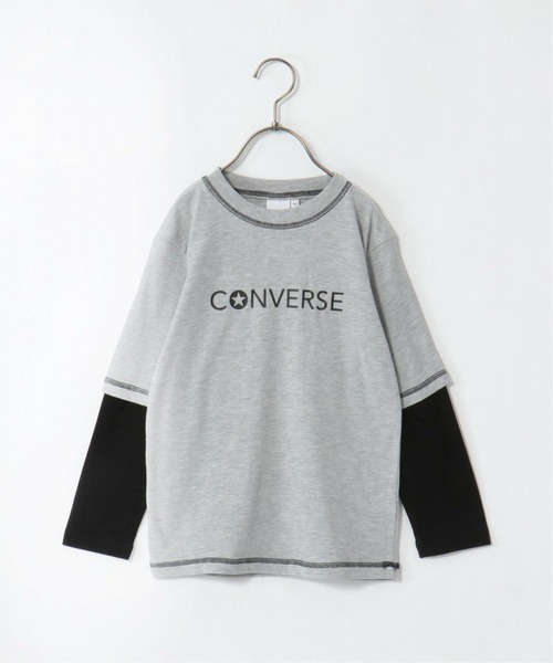 CONVERSE(コンバース)の「【WEB限定】【キッズ】CONVERSE コンバース フォトプリントレイヤードT(130~160cm)(Tシャツ/カットソー・キッズ・スモークグレー/ホワイト・160/140/150/130)」の2枚目の写真