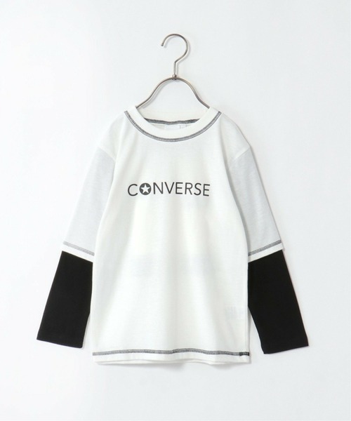 CONVERSE(コンバース)の「【WEB限定】【キッズ】CONVERSE コンバース フォトプリントレイヤードT(130~160cm)(Tシャツ/カットソー・キッズ・スモークグレー/ホワイト・160/140/150/130)」の1枚目の写真