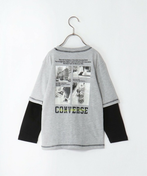 CONVERSE(コンバース)の「【WEB限定】【キッズ】CONVERSE コンバース フォトプリントレイヤードT(130~160cm)(Tシャツ/カットソー・キッズ・スモークグレー/ホワイト・160/140/150/130)」の4枚目の写真
