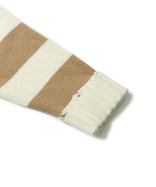 one way(ワンウェイ)の「【oneway Jeans】ボーダーブロークンVネックニット(ニット/セーター・レディース・ライトグレー/ブラック/ベージュ・FREE)」の16枚目の写真