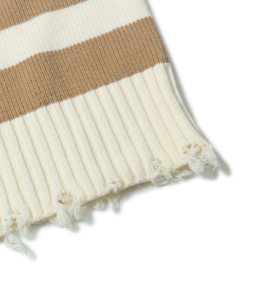 one way(ワンウェイ)の「【oneway Jeans】ボーダーブロークンVネックニット(ニット/セーター・レディース・ライトグレー/ブラック/ベージュ・FREE)」の17枚目の写真