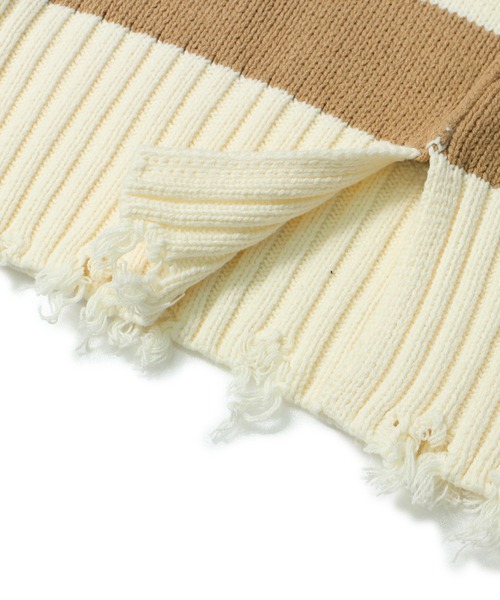 one way(ワンウェイ)の「【oneway Jeans】ボーダーブロークンVネックニット(ニット/セーター・レディース・ライトグレー/ブラック/ベージュ・FREE)」の19枚目の写真