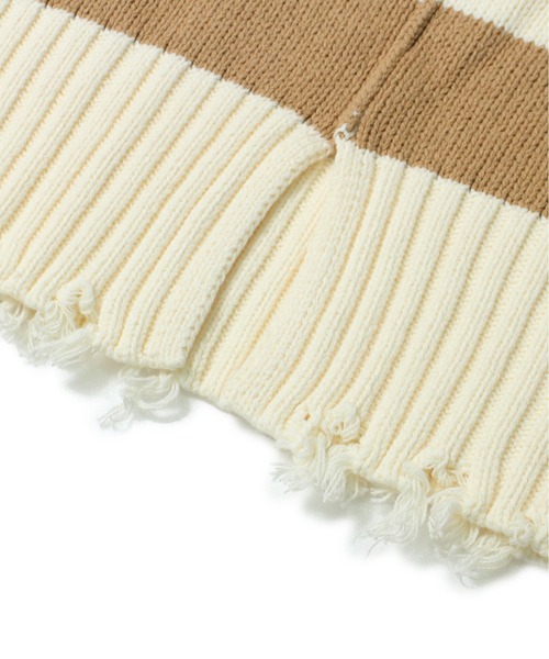 one way(ワンウェイ)の「【oneway Jeans】ボーダーブロークンVネックニット(ニット/セーター・レディース・ライトグレー/ブラック/ベージュ・FREE)」の18枚目の写真