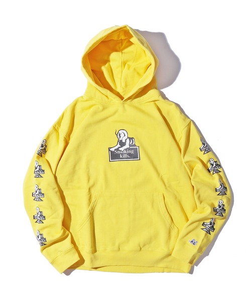 JUNGLES（ジャングルス）の「FR2/エフアールツー×JUNGLES/ジャングルス コラボ Smoking Kills Hoodie パーカー 袖プリント ビッグシルエット（パーカー・メンズ・ブラック/イエロー・M/L/XL）」の19枚目の写真