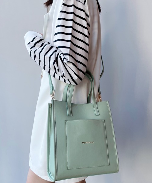 Me%(ミィパーセント)の「スクエアパイピングショルダーバッグ2(ショルダーバッグ・レディース・アイボリー/ピンクベージュ/ミント・FREE)」の1枚目の写真