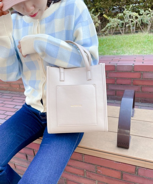 Me%(ミィパーセント)の「スクエアパイピングショルダーバッグ2(ショルダーバッグ・レディース・アイボリー/ピンクベージュ/ミント・FREE)」の6枚目の写真