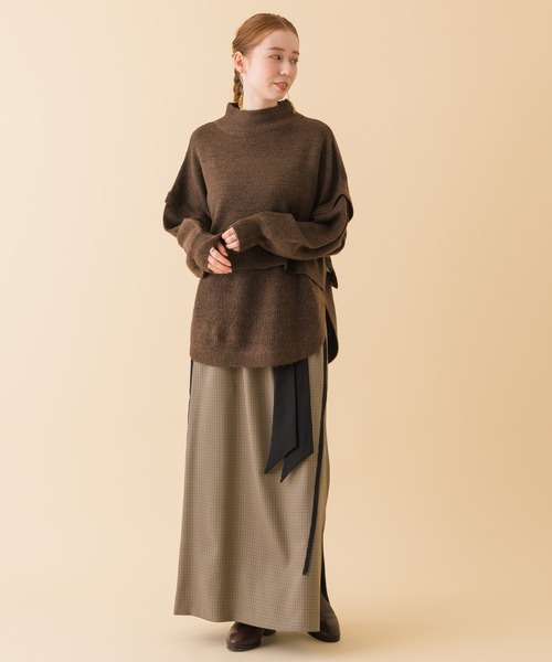 La SRIC（ラスリック）の「La SRIC チェック柄ZIPサイドラインスカート（スカート・レディース・キャメル/グレー・FREE）」の6枚目の写真