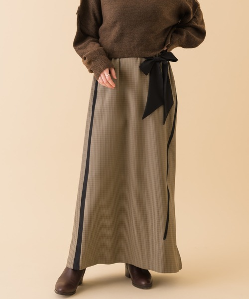 La SRIC（ラスリック）の「La SRIC チェック柄ZIPサイドラインスカート（スカート・レディース・キャメル/グレー・FREE）」の9枚目の写真