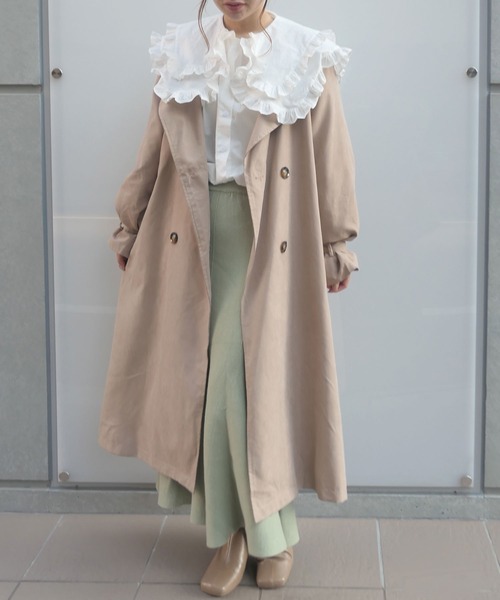 CORNERS(コーナーズ)の「ダブルフリルビッグカラーブラウス(Tシャツ/カットソー・レディース・ベージュ/ブラック/ブルー/ホワイト・M)」の13枚目の写真