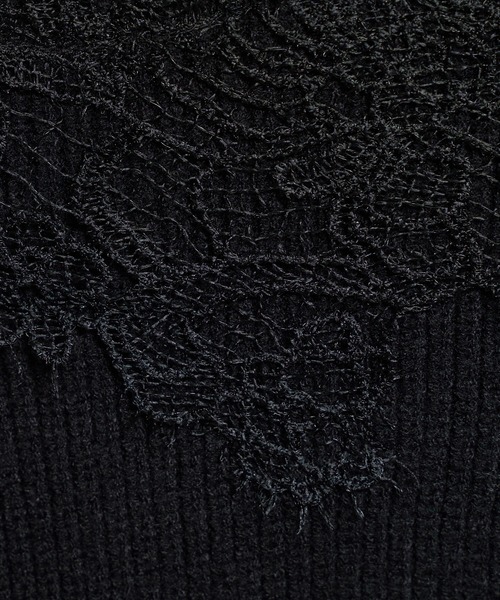 natural couture(ナチュラルクチュール)の「幅広モチーフレース畦ニット(ニット/セーター・レディース・ブラック/オフホワイト/ラベンダー/グレイッシュベージュ・FREE)」の14枚目の写真