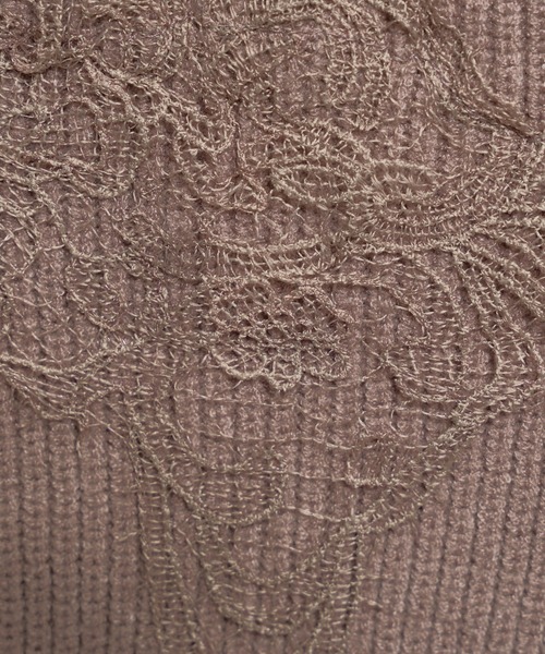 natural couture(ナチュラルクチュール)の「幅広モチーフレース畦ニット(ニット/セーター・レディース・ブラック/オフホワイト/ラベンダー/グレイッシュベージュ・FREE)」の18枚目の写真