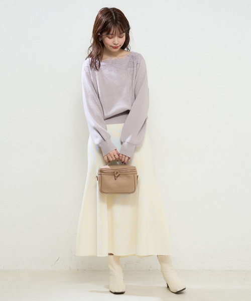 natural couture(ナチュラルクチュール)の「幅広モチーフレース畦ニット(ニット/セーター・レディース・ブラック/オフホワイト/ラベンダー/グレイッシュベージュ・FREE)」の19枚目の写真