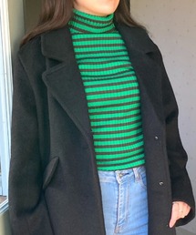 Loco Ocean（ロコオーシャン）の「先染めボーダー タートルネックトップス（ニット/セーター）」