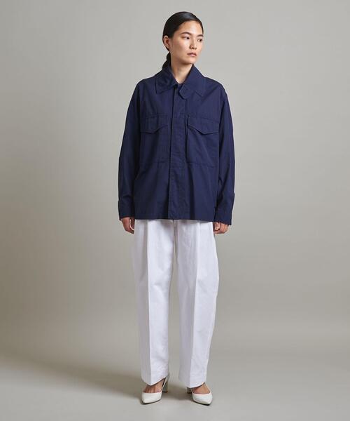 LOEFF（ロエフ）の「＜LOEFF（ロエフ）＞コットン フライト シャツジャケット UNISEX（その他アウター・メンズ・ホワイト/ネイビー・1/2/0）」の3枚目の写真