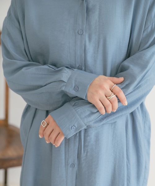 ITEMS URBANRESEARCH（アイテムズ アーバンリサーチ）の「ノーカラーロングシャツワンピース（シャツワンピース・レディース・チャコールグレー/ベージュ/パープル/ブルー・FREE）」の12枚目の写真