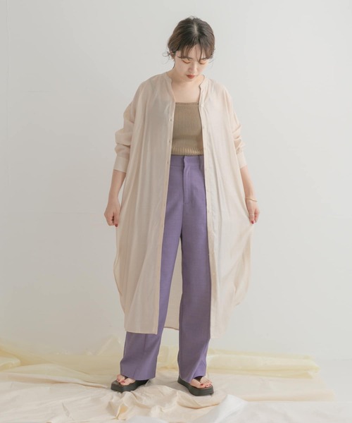 ITEMS URBANRESEARCH（アイテムズ アーバンリサーチ）の「ノーカラーロングシャツワンピース（シャツワンピース・レディース・チャコールグレー/ベージュ/パープル/ブルー・FREE）」の15枚目の写真