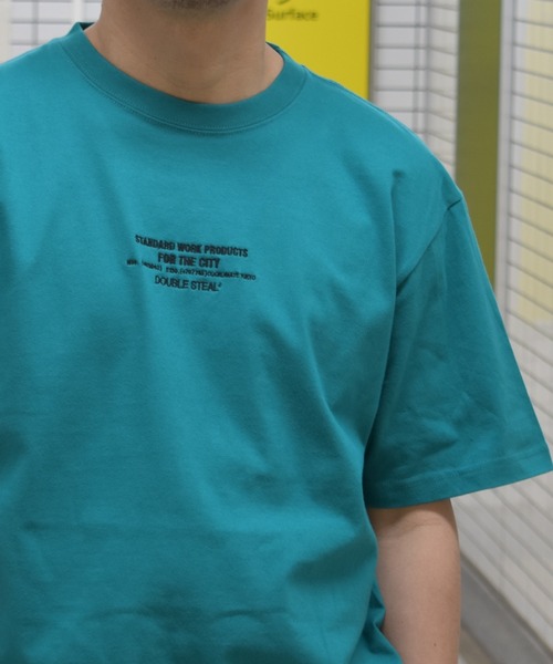 DOUBLE STEAL(ダブルスティール)の「Standard Embroidery 半袖Tシャツ(Tシャツ/カットソー・メンズ・ホワイト/ブラック/カーキ/グリーン/ブルーグレー・MEDIUM/LARGE/X-LARGE/XX-LARGE)」の1枚目の写真