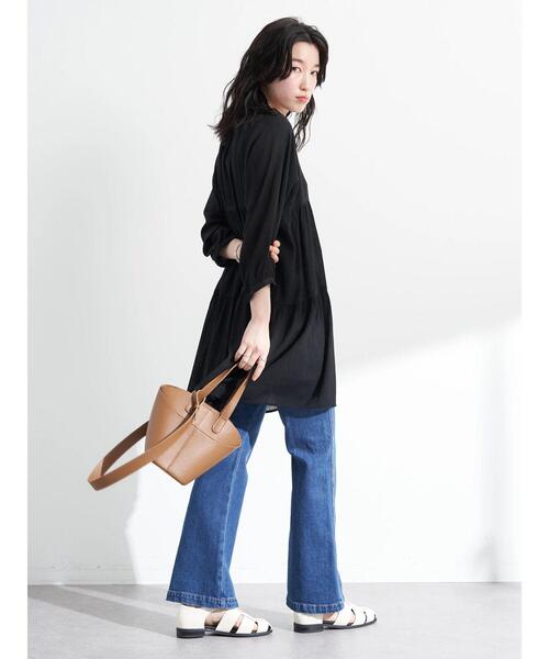 earth music&ecology(アースミュージックアンドエコロジー)の「レンチングEV楊柳ティアードチュニック(その他トップス・レディース・オフホワイト/ブラック/モカ/テラコッタ/イエロー・FREE)」の6枚目の写真