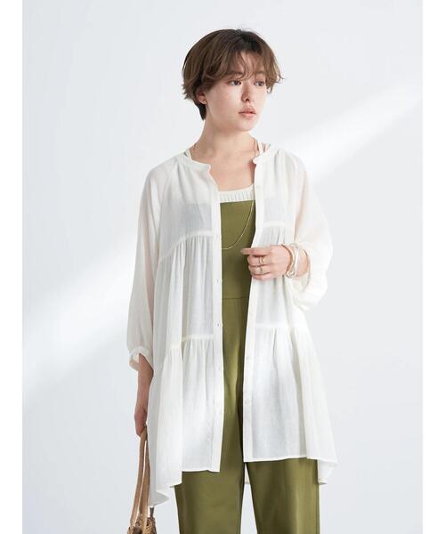 earth music&ecology(アースミュージックアンドエコロジー)の「レンチングEV楊柳ティアードチュニック(その他トップス・レディース・オフホワイト/ブラック/モカ/テラコッタ/イエロー・FREE)」の7枚目の写真