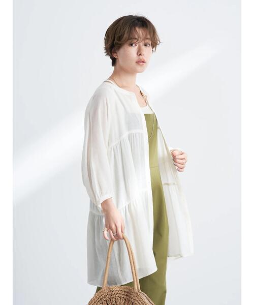 earth music&ecology(アースミュージックアンドエコロジー)の「レンチングEV楊柳ティアードチュニック(その他トップス・レディース・オフホワイト/ブラック/モカ/テラコッタ/イエロー・FREE)」の8枚目の写真