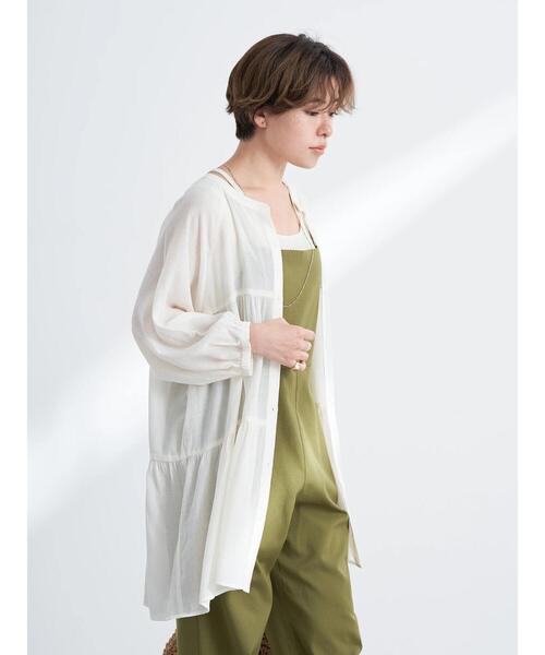 earth music&ecology(アースミュージックアンドエコロジー)の「レンチングEV楊柳ティアードチュニック(その他トップス・レディース・オフホワイト/ブラック/モカ/テラコッタ/イエロー・FREE)」の9枚目の写真