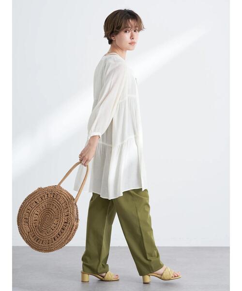 earth music&ecology(アースミュージックアンドエコロジー)の「レンチングEV楊柳ティアードチュニック(その他トップス・レディース・オフホワイト/ブラック/モカ/テラコッタ/イエロー・FREE)」の11枚目の写真