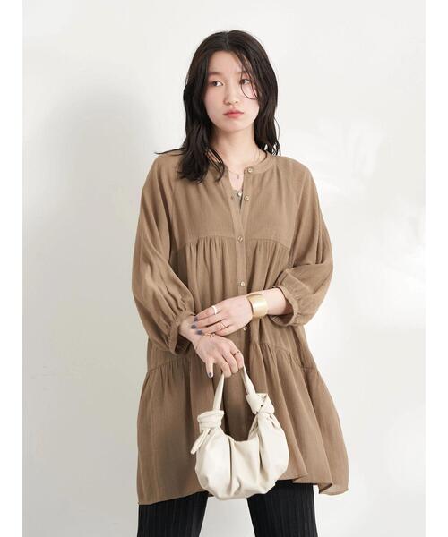 earth music&ecology(アースミュージックアンドエコロジー)の「レンチングEV楊柳ティアードチュニック(その他トップス・レディース・オフホワイト/ブラック/モカ/テラコッタ/イエロー・FREE)」の12枚目の写真