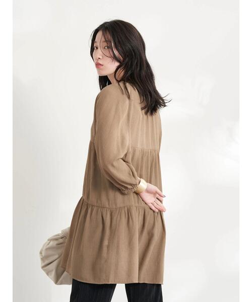 earth music&ecology(アースミュージックアンドエコロジー)の「レンチングEV楊柳ティアードチュニック(その他トップス・レディース・オフホワイト/ブラック/モカ/テラコッタ/イエロー・FREE)」の14枚目の写真