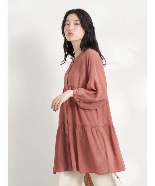 earth music&ecology(アースミュージックアンドエコロジー)の「レンチングEV楊柳ティアードチュニック(その他トップス・レディース・オフホワイト/ブラック/モカ/テラコッタ/イエロー・FREE)」の18枚目の写真