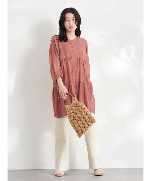 earth music&ecology(アースミュージックアンドエコロジー)の「レンチングEV楊柳ティアードチュニック(その他トップス・レディース・オフホワイト/ブラック/モカ/テラコッタ/イエロー・FREE)」の20枚目の写真