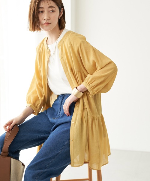 earth music&ecology(アースミュージックアンドエコロジー)の「レンチングEV楊柳ティアードチュニック(その他トップス・レディース・オフホワイト/ブラック/モカ/テラコッタ/イエロー・FREE)」の5枚目の写真