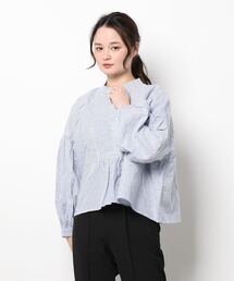 Samansa Mos2 | スタンドカラーギャザーブラウス(シャツ/ブラウス)