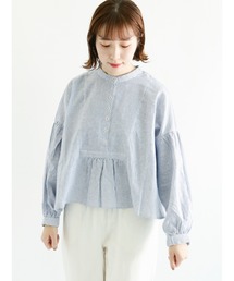 Samansa Mos2 | スタンドカラーギャザーブラウス(シャツ/ブラウス)