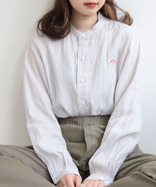 DANTON（ダントン）の「【WEB限定】【DANTON/ダントン】BAND COLLAR SHIRT L/S　＃JD-3606 KLP（シャツ/ブラウス・レディース・ブラック系その他3/ブルー系その他7・38）」の2枚目の写真