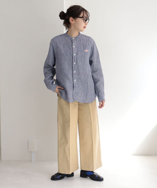 DANTON（ダントン）の「【WEB限定】【DANTON/ダントン】BAND COLLAR SHIRT L/S　＃JD-3606 KLP（シャツ/ブラウス・レディース・ブラック系その他3/ブルー系その他7・38）」の3枚目の写真