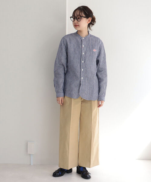 DANTON（ダントン）の「【WEB限定】【DANTON/ダントン】BAND COLLAR SHIRT L/S　＃JD-3606 KLP（シャツ/ブラウス・レディース・ブラック系その他3/ブルー系その他7・38）」の4枚目の写真