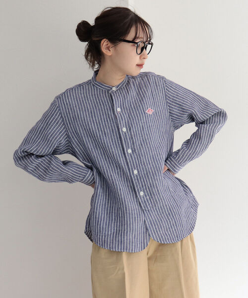 DANTON（ダントン）の「【WEB限定】【DANTON/ダントン】BAND COLLAR SHIRT L/S　＃JD-3606 KLP（シャツ/ブラウス・レディース・ブラック系その他3/ブルー系その他7・38）」の6枚目の写真