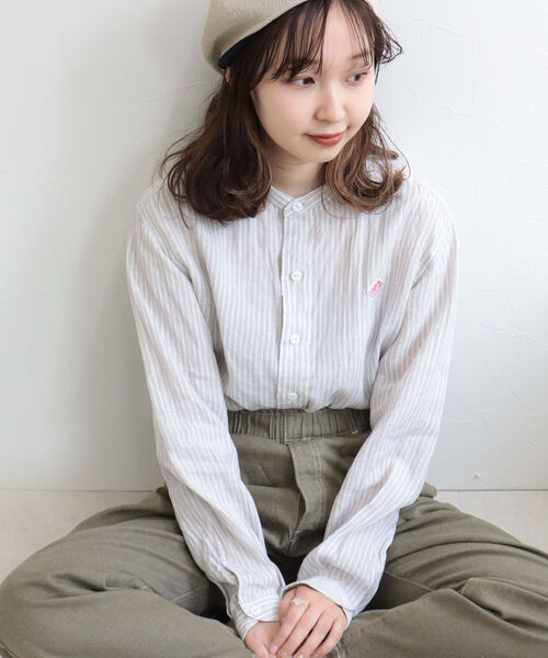 DANTON（ダントン）の「【WEB限定】【DANTON/ダントン】BAND COLLAR SHIRT L/S　＃JD-3606 KLP（シャツ/ブラウス・レディース・ブラック系その他3/ブルー系その他7・38）」の11枚目の写真