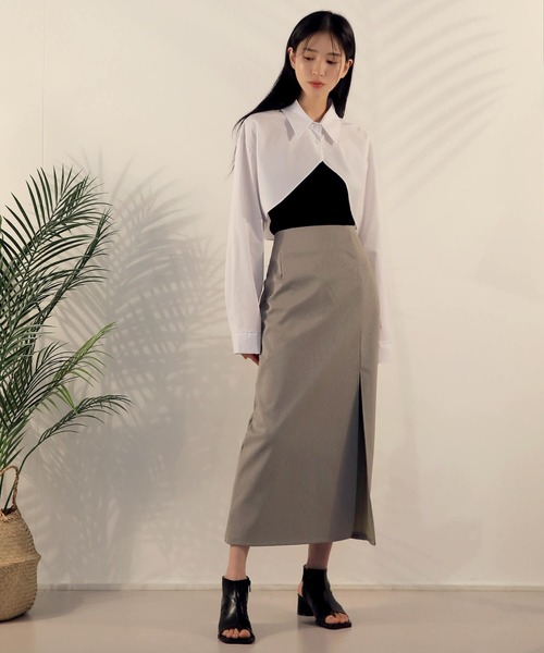 UNE MANSION（ユヌマンション）の「【お気に入り19000突破！】【８カラー展開】クロップドボレロシャツ（シャツ/ブラウス・レディース・ホワイト/ブラック/ネイビー/ワイン/チャコール/スカイブルー/ピンク/クリーム・FREE）」の11枚目の写真