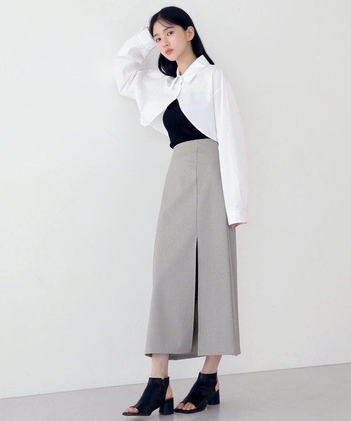 UNE MANSION（ユヌマンション）の「【お気に入り19000突破！】【８カラー展開】クロップドボレロシャツ（シャツ/ブラウス・レディース・ホワイト/ブラック/ネイビー/ワイン/チャコール/スカイブルー/ピンク/クリーム・FREE）」の14枚目の写真