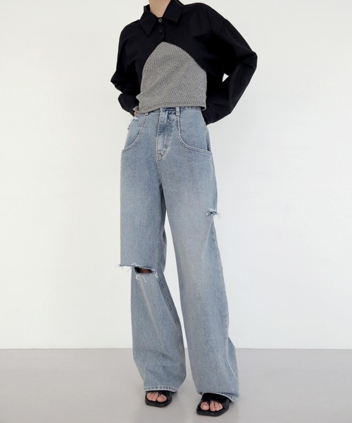 UNE MANSION（ユヌマンション）の「【お気に入り19000突破！】【８カラー展開】クロップドボレロシャツ（シャツ/ブラウス・レディース・ホワイト/ブラック/ネイビー/ワイン/チャコール/スカイブルー/ピンク/クリーム・FREE）」の21枚目の写真