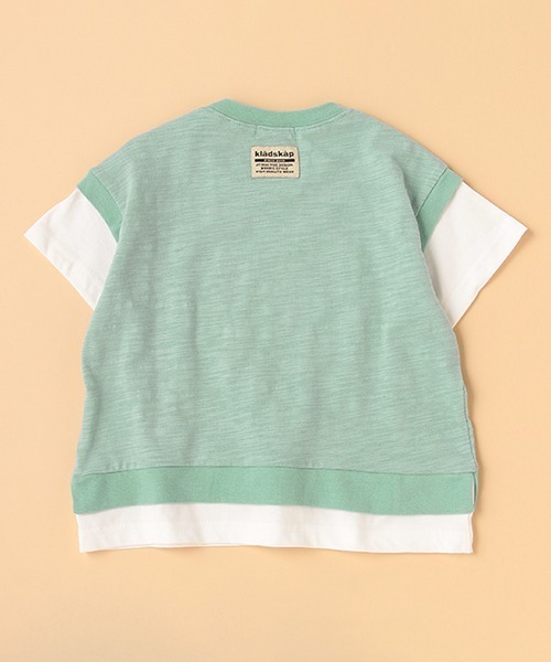 kladskap(クレードスコープ)の「車アップリケベストレイヤード風5分袖Tシャツ(Tシャツ/カットソー・キッズ・ブルー/チャコール・110cm/130cm/120cm/90cm/100cm)」の4枚目の写真
