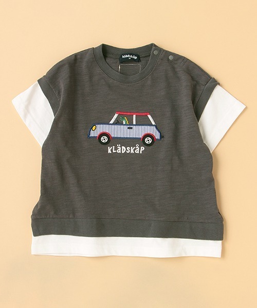 kladskap(クレードスコープ)の「車アップリケベストレイヤード風5分袖Tシャツ(Tシャツ/カットソー・キッズ・ブルー/チャコール・110cm/130cm/120cm/90cm/100cm)」の15枚目の写真