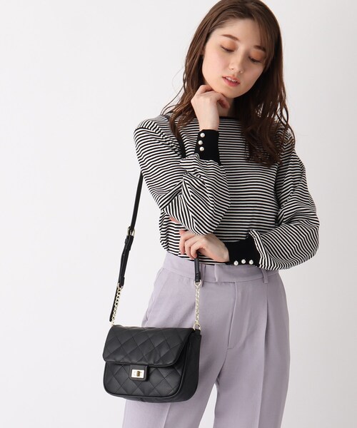 index（インデックス）の「◆キルティングバッグルバッグ（ショルダーバッグ・レディース・ブラック/オフホワイト・00）」の2枚目の写真