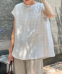 BEARDSLEY | リネンチェック刺繍ブラウス(シャツ/ブラウス)