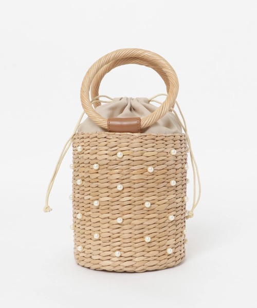 F by ROSSO(エフバイロッソ)の「F by ROSSO パールカゴバッグ(かごバッグ・レディース・ナチュラル・-)」の6枚目の写真