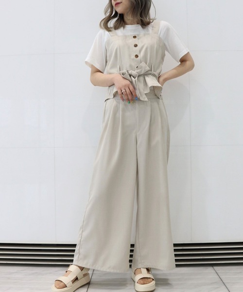 CECIL McBEE(セシルマクビー)の「インナー付きビスチェ&ワイドパンツセットアップ(ワンピース・レディース・アイボリー/ブラック/ベージュ・MEDIUM/LARGE)」の2枚目の写真