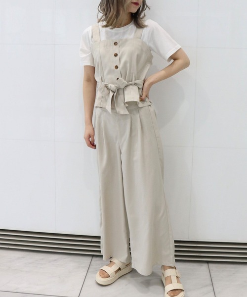 CECIL McBEE(セシルマクビー)の「インナー付きビスチェ&ワイドパンツセットアップ(ワンピース・レディース・アイボリー/ブラック/ベージュ・MEDIUM/LARGE)」の13枚目の写真